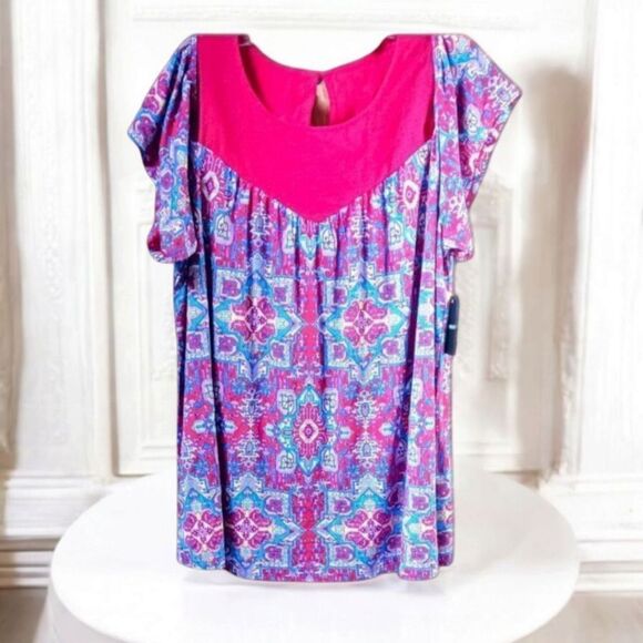 TORRID NEW Plus Size Super Soft Crew Neck Eyelet Yoke Cold Shoulder Top. - Picture 1 of 16